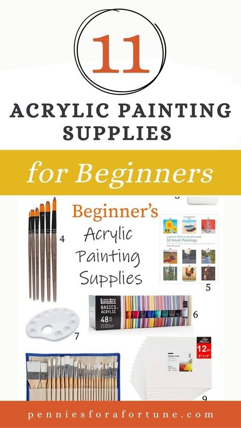 Want to tackle some DIY home decor projects but are new to acrylic painting? Check out my post that includes a list of essential acrylic painting supplies for beginners. Discover the tools, brushes, and paints you need to pursue this creative hobby. Whether you're into DIY home projects or simply want to explore a new artistic hobby, these basic supplies for acrylic painting will help you get started. Buy these essentials as a gift for DIYers and crafters! Painting Essentials For Beginners, Acrylic Painting Supplies, Painting Essentials, Diy Home Projects, Acrylic Paint Brushes, Art Painting Tools, Painting Courses, Colorful Paintings Acrylic, Golden Painting