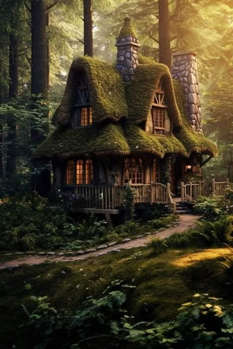 Fantasy Cottage, Aesthetic Interior Design, Magical House, Fairytale House, Log Cabin Rustic, Storybook Homes, Forest Cottage, Witch Cottage, Fairytale Cottage