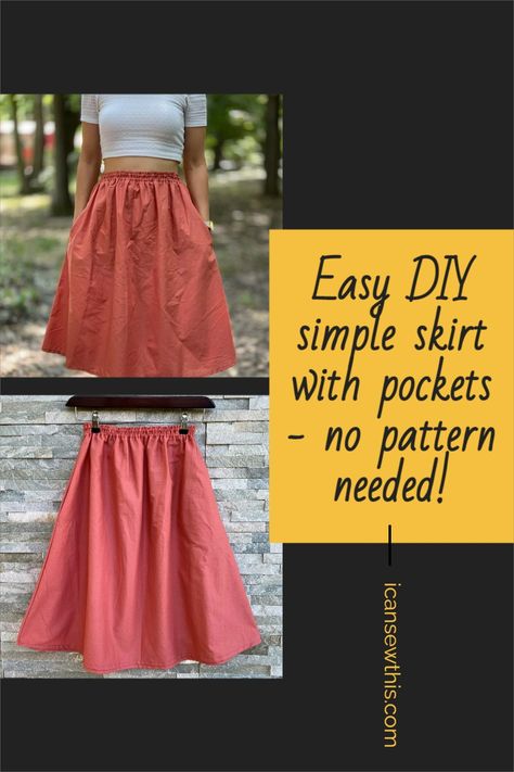 One Yard Skirt Pattern, Simple Sewing Skirt, Diy A Line Skirt Pattern, Easy Womens Skirt Pattern, How To Sew A Skirt With Pockets, How To Make An A Line Skirt, How To Make A Peasant Skirt, Adding Elastic Waistband To Skirt, Boho Skirts Pattern