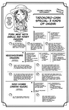 Three Kinds of Onigiri is a dish made by Megumi Tadokoro for the residents of Polar Star Dormitory after a long day of work at the dormitory garden. The dish revealed that Megumi was a competent chef but lacked the confidence behind her culinary abilities. This set of onigiri is made with Pork meat with garlic& honey, Negishiodare, and Shio kombu cheese. Food Wars Recipes, Onigiri Filling, Onigiri Recipe, Honey Pork, Geek Food, Shokugeki No Soma, Pork Meat, Food Wars, Lunch Specials