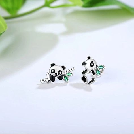 Awesome! Amazing! Our latest arrival. Panda Earrings, Silver and Green Panda Stud Ear- wear, Cute Trending Animal Jewellery, Gift for her, Panda Bears at £9.99. #SilverStudEarrings #SilverEarrings #PandaBearGifts #CzStuds #GreenEarrings #DaintyEarrings #PandaJewellery #PandaEarrings #CutePandaStuds #JewelleryGifts Panda Earrings, Panda Jewelry, Bamboo Earrings, Cartoon Panda, Bamboo Design, Gold Statement Ring, Dainty Studs, Kids Earrings, Animal Earrings