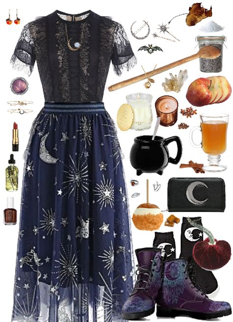 Practical Magic Outfit | ShopLook Work Witch Outfit, Cosmicore Outfits, Cosmic Witch Aesthetic Fashion, Practical Magic Witch Costume, Bohemian Witch Outfit, Dark Witch Core Outfits, Magic Aesthetic Outfits, Modern Witch Fashion Casual, Bohemian Witch Aesthetic