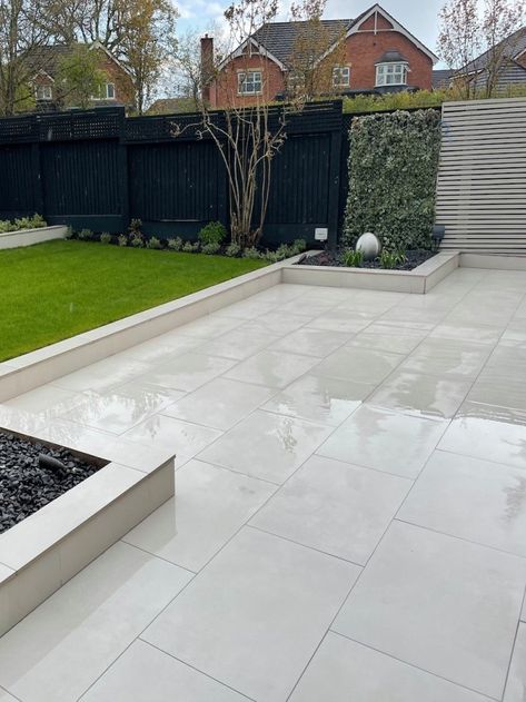 Outdoor Tiling, Terrace Inspiration, Garden Slabs, Porcelain Paving, Outdoor Paving, Patio Slabs, Garden Tiles, Minimalist Garden, Back Garden Design