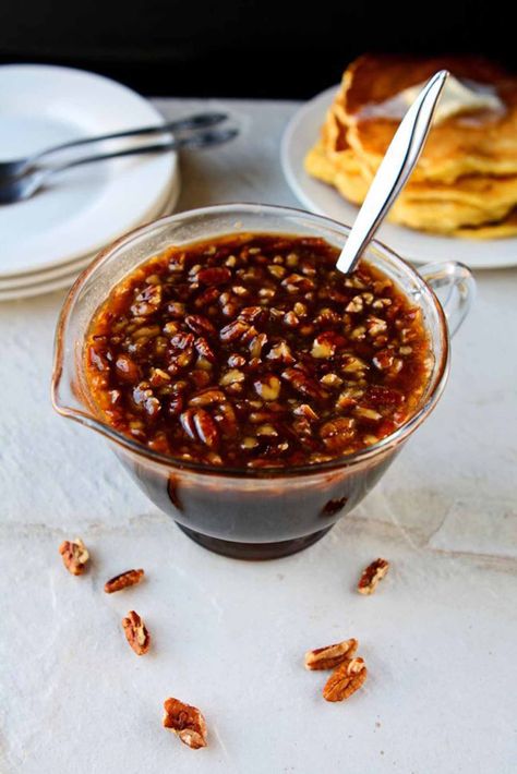 Pecan Syrup Recipe, Pecan Syrup, Butter Pecan Syrup, Cornbread Pancakes, With Cornbread, Homemade Syrup, Pecan Recipes, Homemade Butter, Syrup Recipe