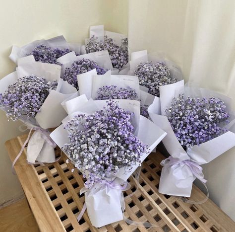 Breath Aesthetic, Purple Flower Bouquet, Flower Picks, Bridal Bouquet Flowers, Boquette Flowers, Aesthetic Purple, Baby Breath, Aesthetic Flower, Gift Bouquet