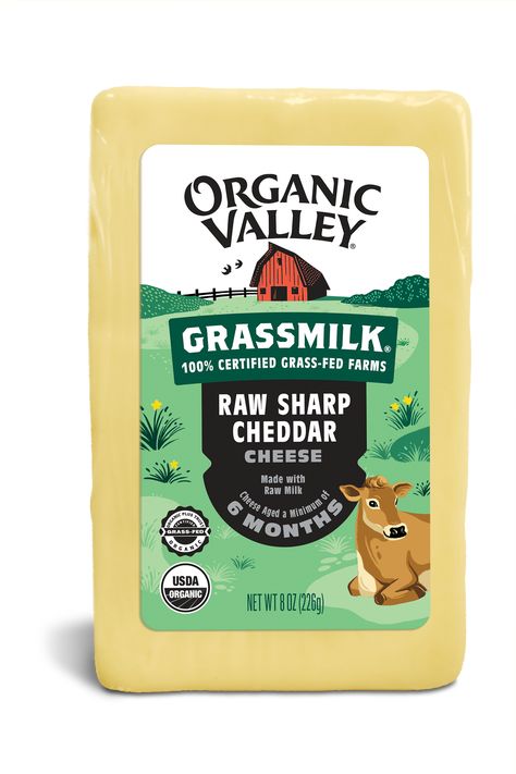 Grassmilk® Cheese | Organic Valley Organic Cheese, Raw Cheese, Organic Valley, Cheese Brands, Animal Based, White Cheddar, Sharp Cheddar, Sharp Cheddar Cheese, Calories A Day