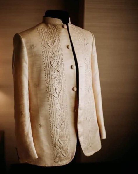 Indian Filipino Wedding, Barong Suit Grooms, Coat Barong For Groom, Filipiñana Wedding Gown Modern, Barong For Groom, Barong Tagalog For Groom, Barong Suit, Barong Tagalog Wedding, Coat Barong