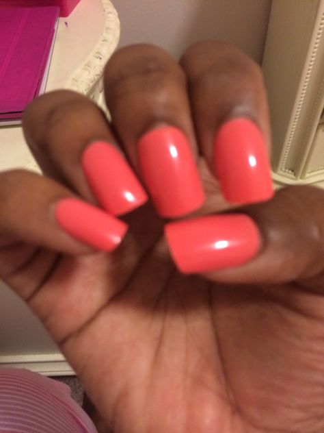 Bright Salmon pink nails Salmon Pink Nails, Salmon Nails, Fake Nails White, Spring Designs, Pink Dragon, Great Nails, Pink Nail Designs, Nails Pink, Pink Nail