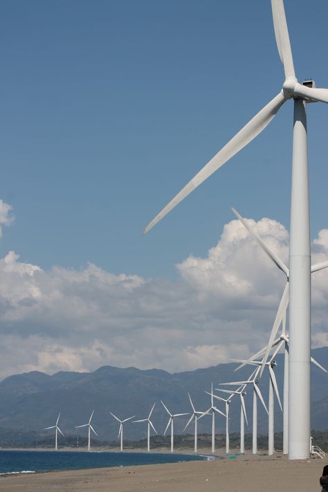 Balingui Wind Farm #IlocosNorte #Philippines Wind Turbine Aesthetic, Energy Aesthetic, Ilocos Norte, Physics Notes, Wind Turbines, Wind Of Change, Wind Farm, Green Earth, Beautiful Houses