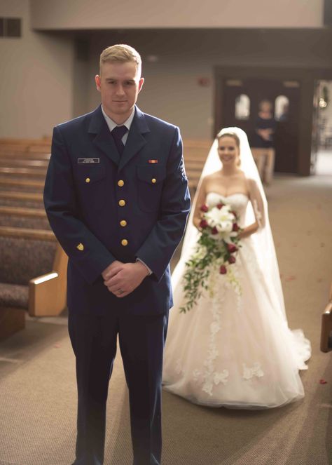 Us Navy Wedding, Teacup Photography, Platoon Movie, Coast Guard Wedding, Church Wedding Photography, Wedding First Look, Military Wedding, Photo Pictures, Us Coast Guard