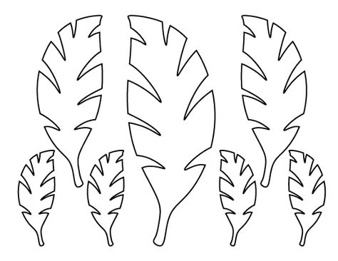 Palm leaf pattern. Use the printable outline for crafts, creating stencils, scrapbooking, and more. Free PDF template to download and print at http://patternuniverse.com/download/palm-leaf-pattern/ Paper Palm Tree, Leaf Template Printable, Leaf Coloring Page, Hawaiian Leaf, Leaf Outline, Tree Templates, Palm Leaves Pattern, Palm Tree Leaves, Paper Leaves