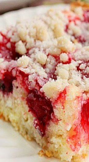 Cherry Coffee Cake with Crumb Topping (breakfast, dessert Summer recipes) Coffee Cake With Crumb Topping, Cherry Coffee Cake, Coffee Cake Recipes Easy, Dessert Summer, Coconut Dessert, Cherry Desserts, Brownie Desserts, Breakfast Sweets, Gateaux Cake