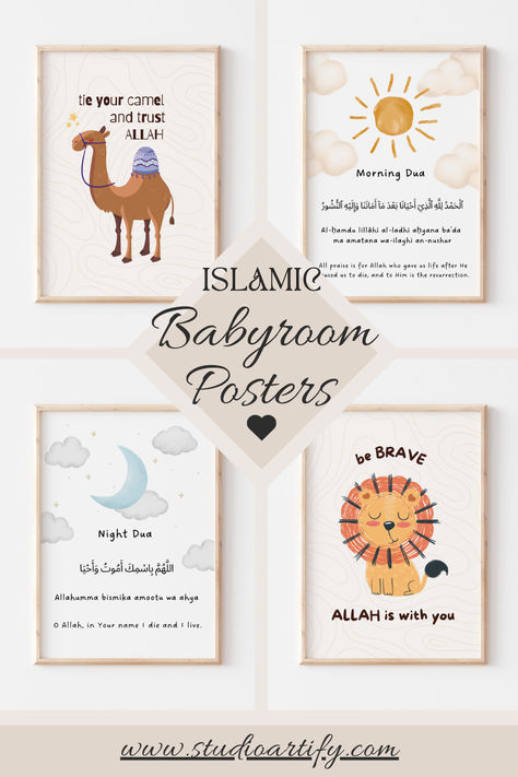 Enhance your baby’s nursery with our exquisite Islamic baby room posters. Featuring beautiful Quranic verses and delicate Islamic art, these high-quality prints create a serene and spiritual atmosphere. Perfect for baby showers, Aqiqah gifts, and nursery wall art, our posters are ideal for welcoming a new blessing into your home. Elevate your baby's space with our meaningful and premium Islamic baby room posters today! Beautiful Quranic Verses, Islamic Nursery, Spiritual Room, Islamic Poster, Islamic Kids Activities, Islamic Home Decor, Quranic Verses, Baby Room Inspiration, Meaningful Art