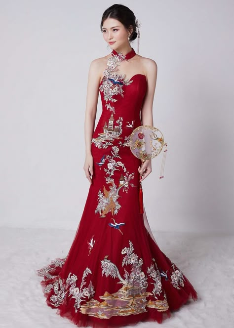 Chinese Sangjit Dress, Tinghun Gown, Tingjing Dress, Cheongsam Sangjit, Modern Cheongsam Wedding, Sangjit Dress, Chinese Style Wedding Dress, Modern Chinese Wedding Dress, Cheongsam Design