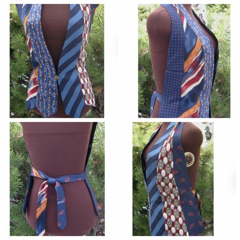 Neck Tie Skirt, Tie Upcycle, Structured Fashion, Wedding Guest Summer, Tie Vest, Dresses 2023 Summer, Women Wearing Ties, African Fabric Dress, Denim Crafts Diy