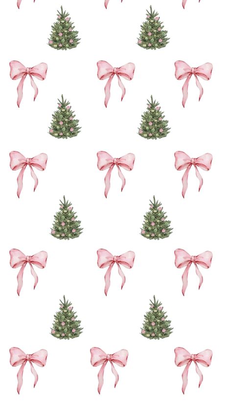 Preppy Christmas Tree Wallpaper, Bow Christmas Tree Wallpaper, Pink Christmas Tree Background, Christmas Pink Bow Wallpaper, Aesthetic Holiday Wallpaper Pink, Cute Chrismas Wallpers, Christmas Patterns Aesthetic, Girly Christmas Wallpaper Iphone, Christmas Lockscreen Pink