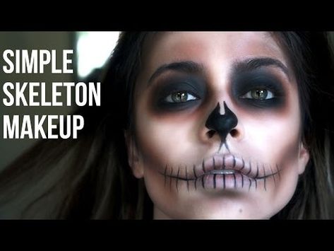 Simple Skeleton Makeup// Last Minute Halloween - YouTube Last Minute Skeleton Costume, Women’s Skeleton Makeup, How To Do Skeleton Makeup, Skeleton Mouth Makeup, Womens Skeleton Makeup, Easy Skeleton Makeup Diy Simple, Skeleton Makeup Easy Tutorials, Diy Skeleton Costume Women, Diy Skeleton Makeup