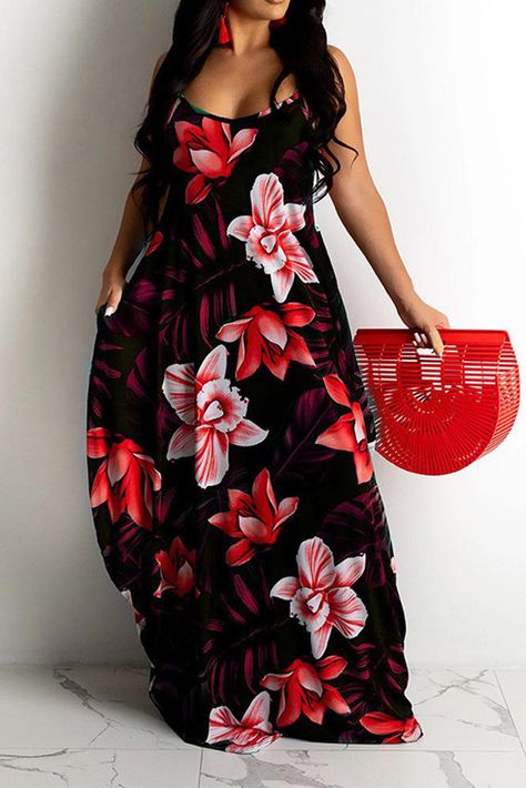 Luau Dress Ideas Outfits, Luau Outfits For Women, Party Dress Night Club, Sundress Plus Size, Boho Party Dress, Party Dress Night, Spaghetti Strap Maxi Dress, Sling Dress, Floral Dress Summer