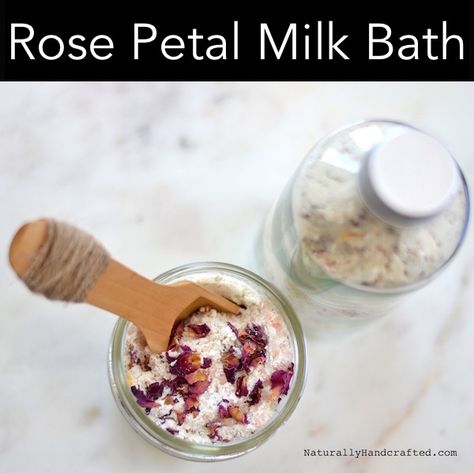 Rose milk bath is perfect for all skin types. It's great for dry, sensitive & mature skin. Make your own rose petal milk bath soak with this easy recipe. Diy Bath Soak Recipes, Rose Milk Bath, Milk Bath Recipe, Bath Soak Recipe, Milk Bath Soak, Oatmeal Bath, Bath Soaks, Bath Recipes, Rose Milk