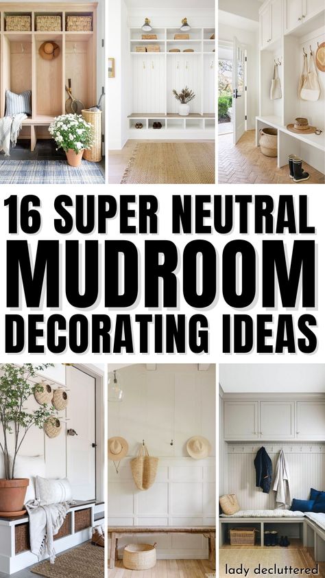 16 Super Neutral Mudroom Decorating Ideas Mudroom Storage Diy, Mudroom Decorating Ideas, Mud Room Colors, Neutral Mudroom, Transitional Mudroom, Mudroom Decor Ideas, Ikea Mud Room, Mudroom Laundry Room Ideas, Lady Decluttered