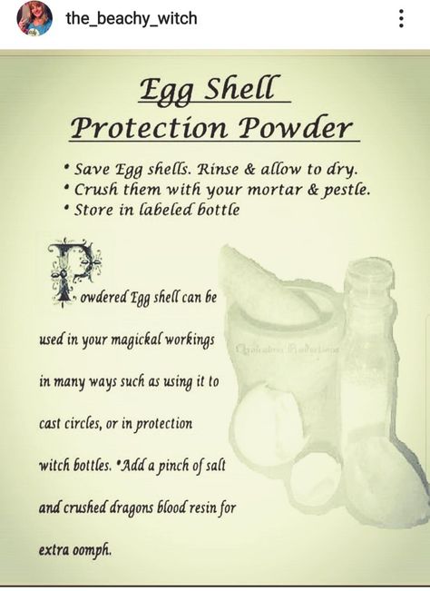 Eggshell Powder Uses, Eggshell Powder Witchcraft, Hot Foot Powder Spell Ingredients, Jezebel Root Magical Properties, Eggshells In Witchcraft, Witch Spells And Potions, Magic Tattoo Witches, Wicca Recipes, Hoodoo Magic