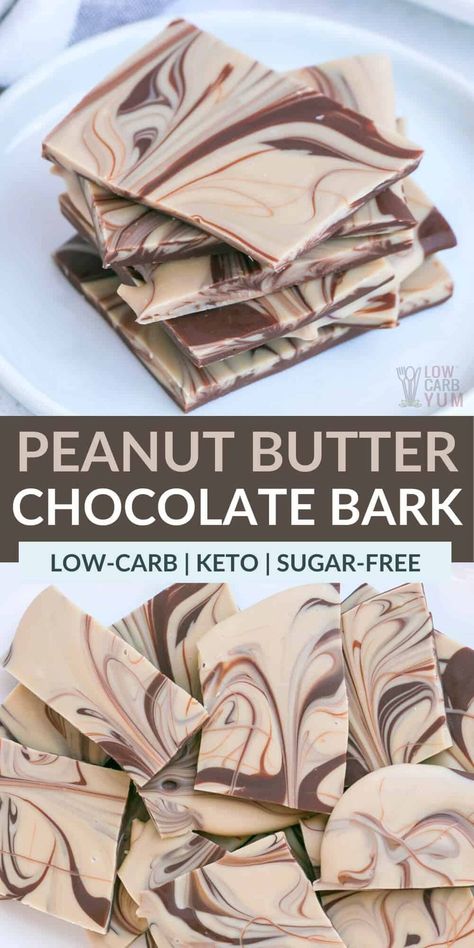 Peanut Butter Chocolate Bark, Homemade Chocolate Peanut Butter, Peanut Butter Bark, Low Carb Candy, Low Carb Peanut Butter, Keto Candy, Sugar Free Candy, Keto Sweets, Keto Snack