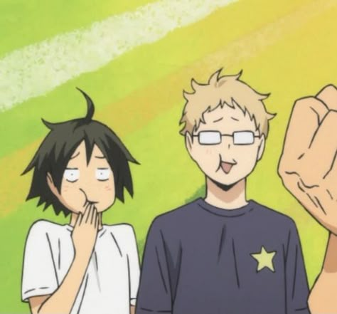 Tsuki And Yamaguchi, Tsukiyama Haikyuu, Tsukishima X Yamaguchi, Yamaguchi Tadashi, Goblincore Aesthetic, Haikyuu Tsukishima, Tsukishima Kei, Kuroo Tetsurou, Cute Tumblr Wallpaper