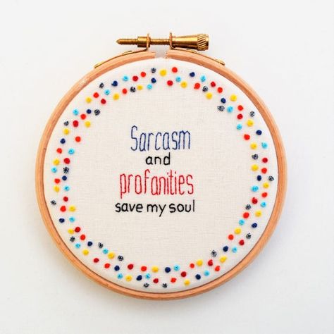 Hand Embroidery Hoop Art/ Passive Aggressive/ Sarcasm Quote Art/  Gift Funny Wall Art Profanity MADE Craftivism Embroidery, Passive Aggressive Embroidery, Sweary Embroidery Patterns, Aggressive Embroidery, Witty Embroidery, Sassy Embroidery, Funny Embroidery Patterns, Snarky Embroidery, Sarcasm Quote