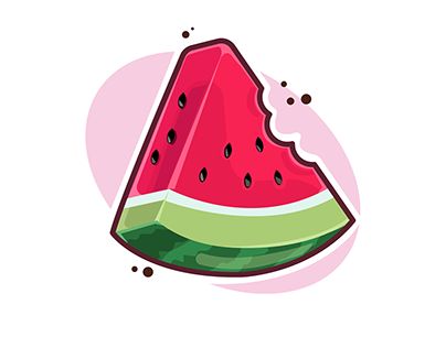 Watermelon Illustration Cute, Watermelon Logo, Diy Badges, Watermelon Drawing, Watermelon Vector, Watermelon Cartoon, Watermelon Illustration, How To Draw Anything, Paint Vector