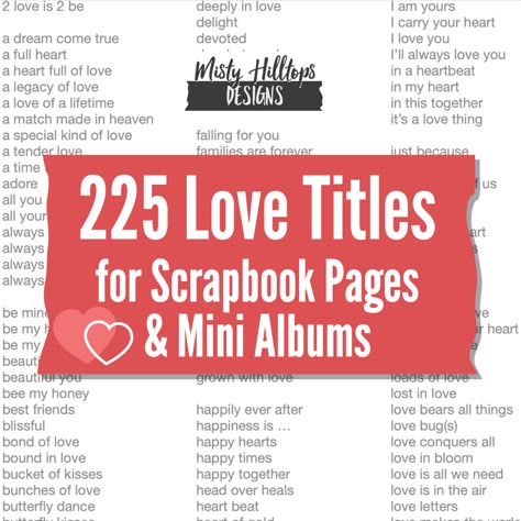 225 Love-Themed Scrapbook Title Ideas – Mistyhilltops Wedding Scrapbook Page Titles, Wedding Scrapbook Titles, Title For Love Story, Title For Love Story Ideas, Scrapbook Quotes For Couples, Love Book Title Ideas, Proposal Scrapbook Ideas, Photobook Title Ideas, Title Ideas For Stories About Love