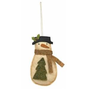 Snowman w/Tree Ornament #CS37860 Wool Felt Projects Christmas, Felt Stuffies, Felt Snowman Ornament, Gingerbread Craft, Felt Holly, Wool Ornaments, Halloween Gourds, Fabric Ornament, Felt Ornaments Patterns