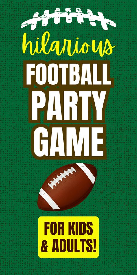 Fun Football Party Game Ideas For Kids And Adults - funny group party game for adults or kids activities for football themed parties! DIY football party ideas and fun activity ideas for all ages to play during football watch party, super bowl party games or football birthday party theme! #footballparty #superbowlparty #footballthemes #groupgames #partygames #funnygame Super Bowl Games For Kids Fun Activities, Games For Football Themed Party, Football Themed Games For Kids, Outdoor Football Party Games, Football Team Bonding Activities, Football Themed Activities, Thanksgiving Football Party, Football Tailgate Games, Super Bowl Games To Play Families