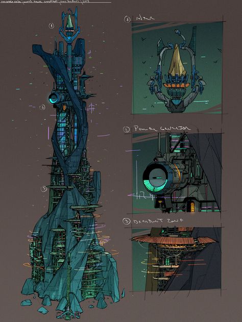 Tower Concept Art, Tower Concept, Indigo Child, Sci Fi Architecture, Rpg Map, Building Concept, Location Inspiration, Game Concept Art, Futuristic City