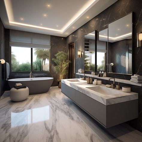 High End Bathroom Design Luxury, Master Bathrooms Luxury, Spacious Bathroom, Modern Luxury Bathroom, Luxury Master Bathrooms, Bathroom Decor Luxury, Washroom Design, Master Bathrooms, Freestanding Bathtub