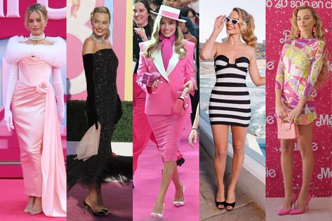 Margot Robbie’s Best Barbie-Inspired Looks From Her Press Tour - The New York Times Margot Robbie Outfit, Barbie Inspired Outfits, Totally Hair Barbie, New Barbie Dolls, Bandage Dress Herve Leger, Movie Outfits, Barbie Halloween, Fall Fashion Skirts, Barbie Inspired