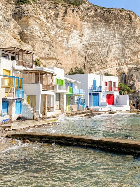 Houses Beautiful, Milos Greece, Colorful Houses, Travel Greece, Best Vacation Spots, Quaint Village, Fishing Villages, Sunset Views, Greece Travel