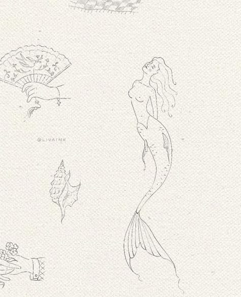 Mermaid Fine Line Tattoo, Tattoo Designs Fine Line, Mermaid Tattoo Designs, Cute Tats, Mermaid Tattoo, Mermaid Tattoos, Fine Line Tattoos, Line Tattoos, Tattoo Inspo