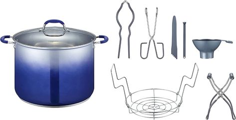 Amazon.com: CONCORD 20 Quart Stainless Steel Canning Pot Set. Includes Canning Rack, Tongs, Jar Lifter, Funnel, Wrench, Lid Lifter, Mixer/Measurer (Induction Compatible): Home & Kitchen Canning Rack, Canning Supplies, Pint Jars, Pot Set, Stainless Steel Wire, Preserving Food, Pot Sets, Tongs, Kitchen Tools And Gadgets