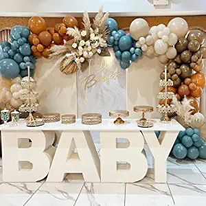 Tan Balloon Garland, Brown Baby Shower Ideas, Jungle Safari Party Decorations, Western Party Decorations, Teal Balloons, Baby Shower Balloon Arch, Balloon Garland Diy, Beautiful Decorations, Gender Reveal Party Decorations