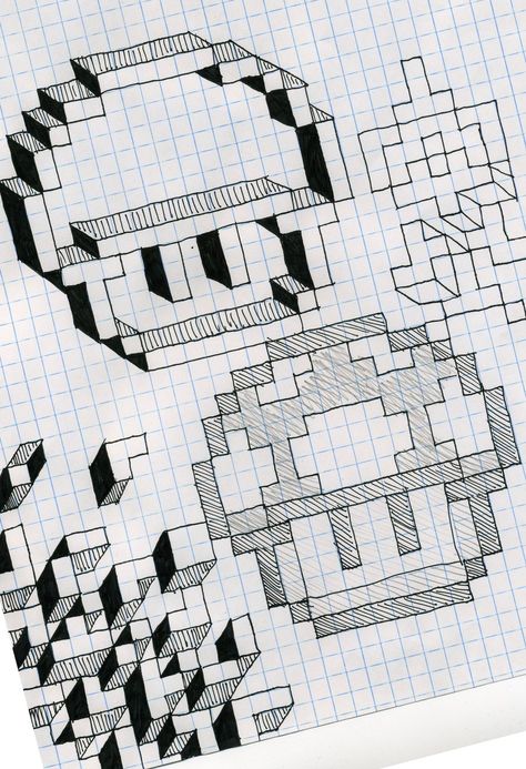 Graph paper fun by Utahdude.deviantart.com on @DeviantArt Square Drawing, Graph Paper Designs, Paper Art Design, Graph Paper Drawings, Pixel Drawing, Geometric Design Art, Pix Art, Graph Paper Art, Geometric Drawing