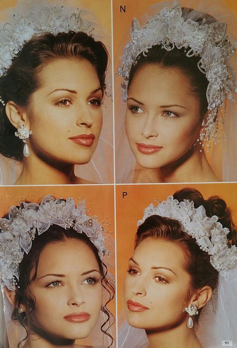 Headpieces 1994 90s Inspired Bridal Hair, 90s Wedding Hair, 80s Bride, Wedding Hair Updo Side, 90s Wedding Dress, 90s Wedding, Vintage Bridal Accessories, Bridal Headpiece Vintage, 1960s Wedding