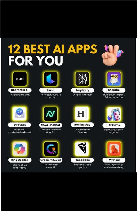 12 AI apps that will revolutionize the way you work, live, and
ai apps, ai tools apps, best ai apps, best ai tools
--
#ai #aitols #education #aiapps #aitoolsapps #bestai #bestaitools Self Growth Apps, Presentation App, Journal App, Computer Hacks, Mobile Tricks, Creative Apps, Homework Helpers, Study Apps, Women Ceo