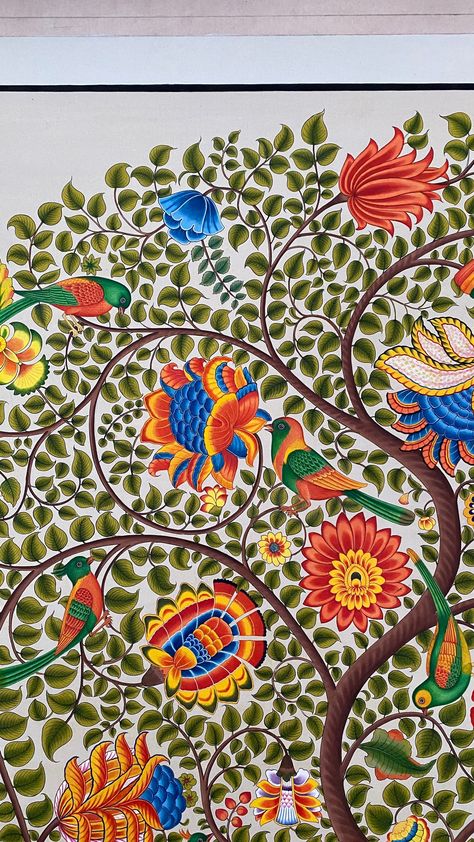 Excited to share this item from my #etsy shop: Tree of life wall decor, kalamkari (original,tree painting,Garden art, Botanical Artwork, wall illustration design,miniature, decor gift Tree Of Life Pattern Printable, Madhubani Paintings Traditional, Tree Of Life Illustration, Mughal Motifs, Artwork Reference, Tree Of Life Wall Decor, Wall Illustration, 3d Relief Art, Nouveau Flowers