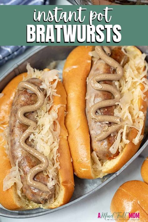 Made with beer, onions, and sauerkraut, Instant Pot Bratwursts are an easy and flavorful way to enjoy brats. Recipes With Bratwurst, Sauerkraut Instant Pot, Instant Pot Brats, Beer Onions, Brats And Sauerkraut, Bratwurst Recipe, Sausage Sandwich Recipes, Bratwurst Recipes, Golden Skin