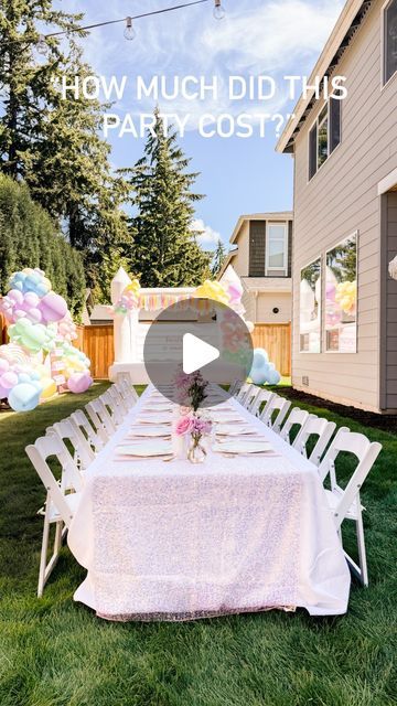 Tina | Seattle Blogger on Instagram: "UNICORN THEME BIRTHDAY PARTY! 🦄✨🍭💜 Comment SHOP to get a link to all of my party decor and supplies sent to your DMs! Balloons and backdrop by @eventsbyjuna.

Many of you have been asking how much my daughter’s 4th birthday party was so here’s the breakdown! It was for about 50 adults and 25 kids.

Ballons & backdrops: $1000
Party favors: $95.73
Kids tables & chairs rental: $72.93
Kids table decor: $62.89
Cake + cake topper: $114.78
Face painting & ballon twisting: $350
DIY piñata ($1) and candy: $20
Vermicelli bowl bar ($80 food, $30 bowls):$110
Other food & drinks: $590

GRAND TOTAL: $2416.33

A party like this would probably cost someone $5K but because I already have so many party supplies (like my own bounce house) and do tons of DIYs and cook Indoor Party Setup, Kids Party Table Set Up Ideas, January Birthday Party Ideas, Birthday Table Setup, Kids Table Decor, Vermicelli Bowl, Kids Party Tables, Kids Table Set, Kids Tables