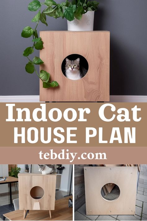 How To DIY Indoor Cat House Plan Diy Cat House Indoor, Cat House Indoor, Diy Cat House, Indoor Cat House, Cat House Plans, Cat Cube, Cat Houses Indoor, Create A Cozy Home, Cat House Diy