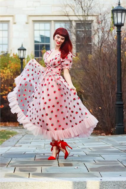 Lirika Matoshi Strawberry Dress Lirika Matoshi Dress, Lirika Matoshi Strawberry Dress, Strawberry Theme Party, Matoshi Dress, Shapeless Dress, Tess Holliday, Lirika Matoshi, Women Party Dresses, Crazy Dresses