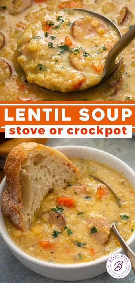 Keto Soup Recipes Dairy Free, Soup Recipes With Lentils, Lentil And Quinoa Soup, Recipes With Canned Lentils, Crockpot Chicken Lentil Soup, Kielbasa Lentil Soup, Lentil And Kielbasa Soup, Fall Lentil Soup, Lentil Kielbasa Soup