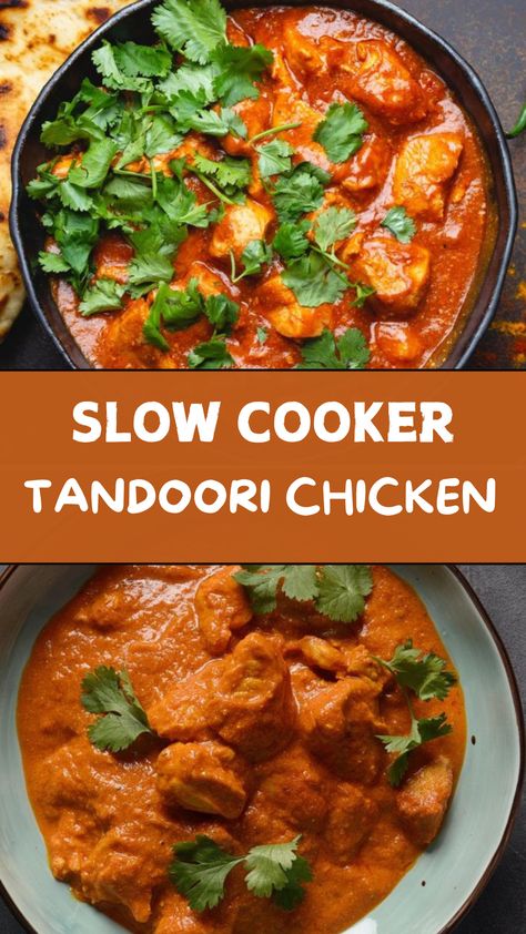 Slow Cooker Tandoori Chicken Crockpot Tandoori Chicken, Tandoori Chicken Crockpot, Yogurt Chicken Thighs, Tandoori Paste, Chicken Tandoori, Chicken Recipes For Two, Ninja Cooking System Recipes, Slow Cooker Chicken Thighs, Yogurt Chicken