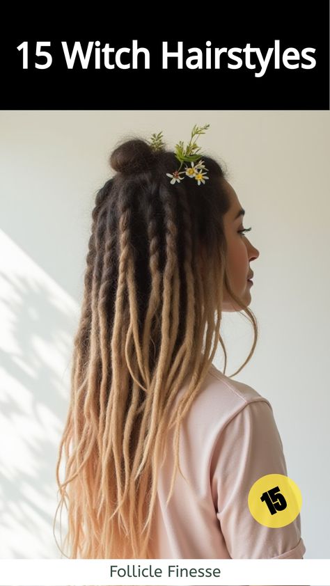 Witch Hairstyles,Woman with fairy goddess dreadlocks witch hairstyle Goddess Dreadlocks, Witch Hairstyles, Cornrow Hairstyles For School, Beanie Hairstyles, Witchy Hair, Grey Bob Hairstyles, Fairy Goddess, Ethereal Fairy, Dramatic Hair